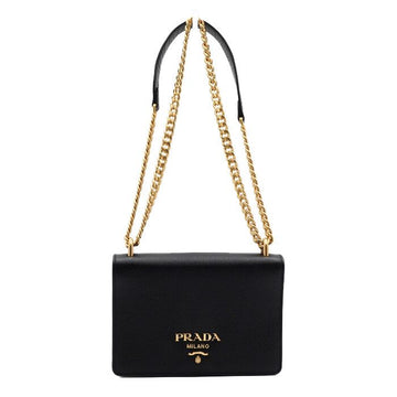 PRADA Saffiano Lux Schultertasche mit goldenen Logos und Kettenriemen 1BD133 152620423