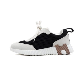 Hermes Noir Blanc Goatskin Graphic Mesh Suede Women's Bouncing Sneakers 61085 152622246