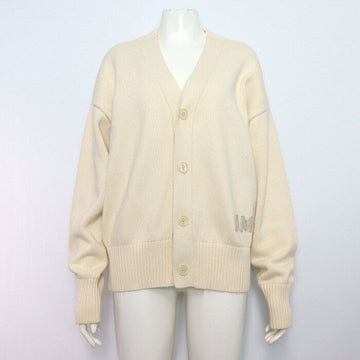 AMI Unisex Cardigan with Embroidered Logo in Ivory 152622571