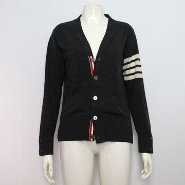 THOM BROWNE Graue Merinowolle Damen Cardigan 66CM 152622585