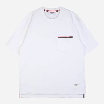 THOM BROWNE 6S Streifen Pocket T-Shirt Weiß MJS183A 07323 100 152639030