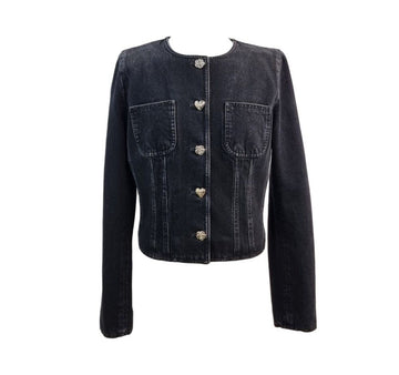 CHANEL Taschen-Rundhals-Denim-Jacke 7VS2V9I2 152661093
