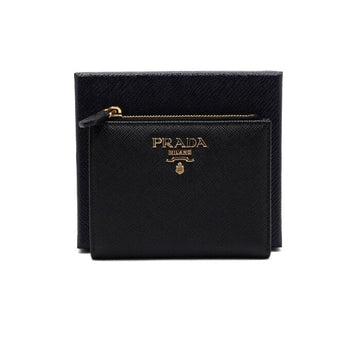 PRADA Schwarze Saffiano Leder Geldbörse mit goldenen Akzenten 1ML023 152755725