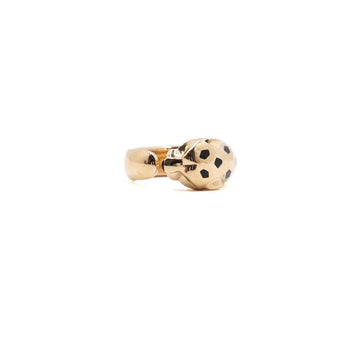 CARTIER 18K Gelbgold Onyx Schwarzlack Charoit Granat2P Panter Ring Mittelgröße - B42308 152755900