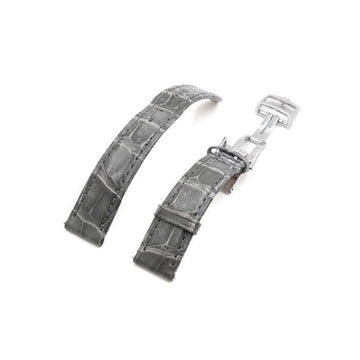 Jaeger Le Coultre Grey Rendezvous Classic Date 29MM Replacement Crocodile Leather Strap + Folding Buckle Band Set 152760871