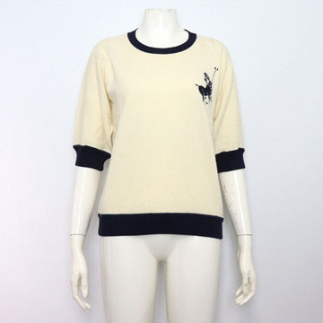 CHANEL Beige Cashmere Bestickte Damen Strick T-Shirt 152801398