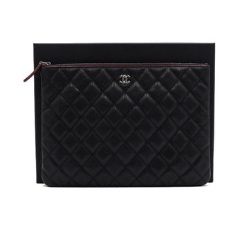 CHANEL ブラックカーフスキンシルバーCCクラシックニューミディアムクラッチバッグ A82545 152836312