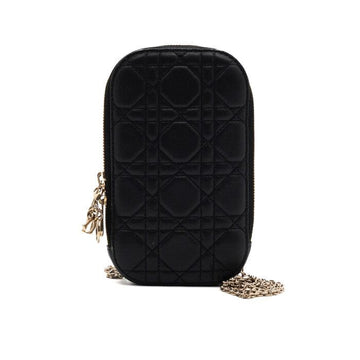 DIOR Black Cannage Lambskin Lady Phone Holder Crossbody Bag 61099 152836319