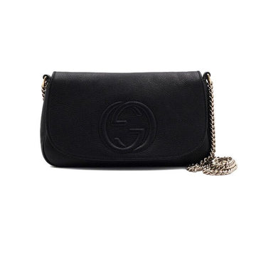 Gucci Black Leather Soho Gold Metal Chain Shoulder Bag and Crossbody Bag 336752 152836346