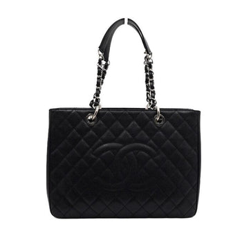 CHANEL Grand Shopping Caviar Schultertasche Schwarz mit silbernem Kettenriemen A50995 152865724
