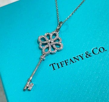 Tiffany & Co WG Note Key Pendant Diamond Necklace 33450702J021201 152885258