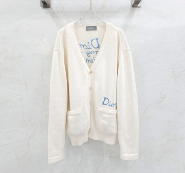 Dior White Cotton Blend Jersey Cardigan 583M219A3003 132669505
