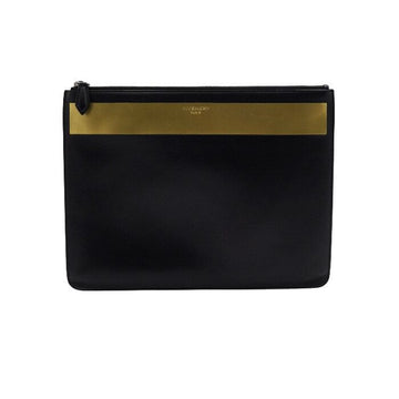 Givenchy Black Leather Gold Print Logo Clutch Bag aa61256 152929643
