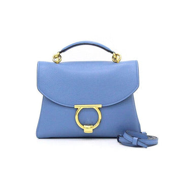 Salvatore Ferragamo Blue Leather Gold-tone Ghini Margo Tote Bag and Shoulder Bag 21 H493 152929651