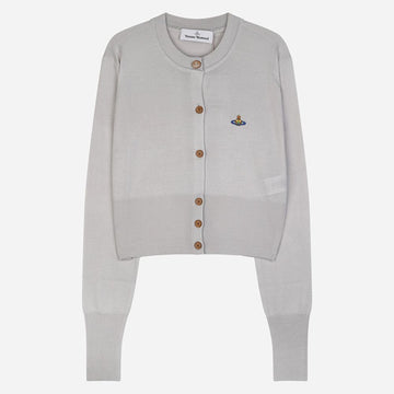 Vivienne Westwood Logo Crop Cardigan Light Gray 152941034