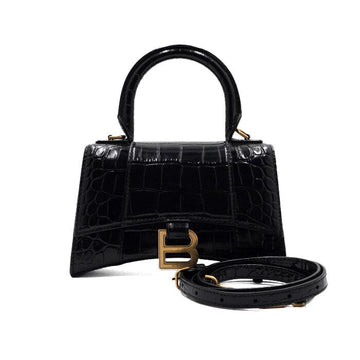 BALENCIAGA Schwarze Hourglass XS Top Handle Tote Bag mit Gold-Logo AA61241 153099673