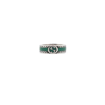 Gucci Interlocking G Enamel Silver Turquoise Ring 12 153099697