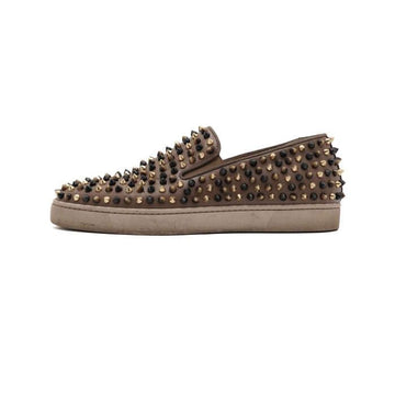 CHRISTIAN LOUBOUTIN ベージュ マルチスタッズ ローラーボート メンズ スリッポン スニーカー aa61297 153099720