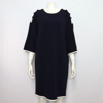MAXMARA ネイビー ホワイト タグ ドロップ ショルダー 女性 ワンピース aa60958 153159246