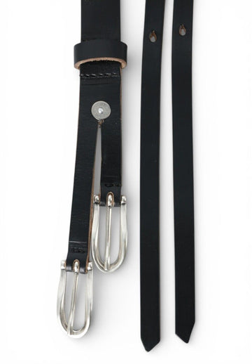 Our Legacy Black CHROMEXCEL Leather TWIN TONGUE Belt A2258TBC 139292634