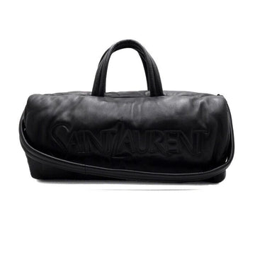 SAINT LAURENT ブラックラムスキンダッフルトラベルメンズトートバッグ兼ショルダーバッグ 797640 153264845
