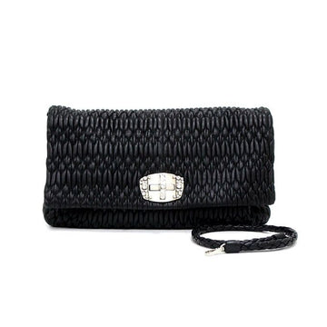 MIU MIU RP0169 ブラック ナパ クリスタル マトラッセ ショルダーバッグ aa61538 153399276