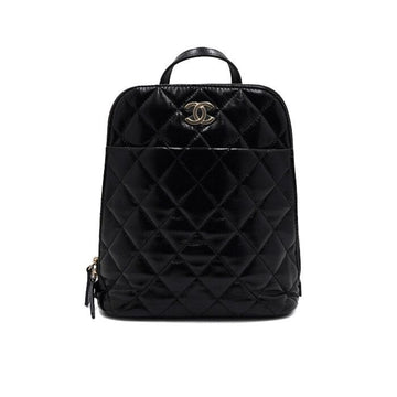 CHANEL Schwarzer Lackierte Quilting Gold CC Damen Rucksack AS3332 153399291