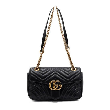 GUCCI ブラック マトラッセ シェブロン ゴールド チェーン ショルダーバッグ 443497 153399294