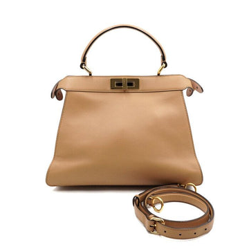 Fendi Brown Leather Peekaboo I See U Medium Tote Bag & Shoulder Bag 8BN321 153452952