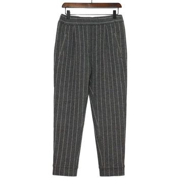 BRUNELLO CUCINELLI グレー カシミア ストライプ バンディング ジョガーパンツ レディース aa60923 153453157