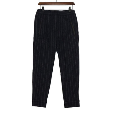 BRUNELLO CUCINELLI ネイビー カシミヤ混合ストライプ ウエストバンド ジョガーパンツ レディース aa60951 153485563