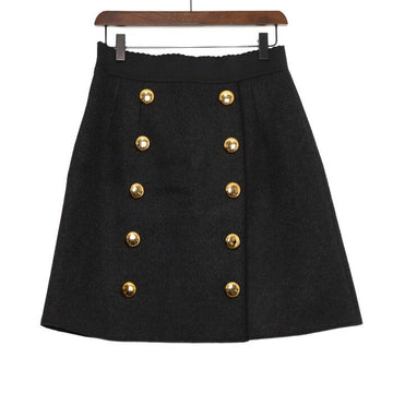 DOLCE & GABBANA チャコールウールボタンバンディングスカート aa60957 153485629