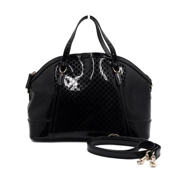GUCCI 309614 GGロゴ ブラックグロッシー エナメルレザー トートバッグ兼ショルダーバッグ aa61627 153559374