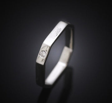 Gucci 18K Octagonal 18K White Gold Diamond 2P Size 13 2.9MM 7808478104 150499988