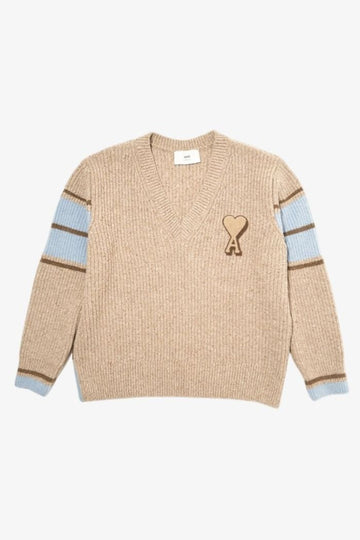 AMI Heart Logo Wool College Sweater 153601572