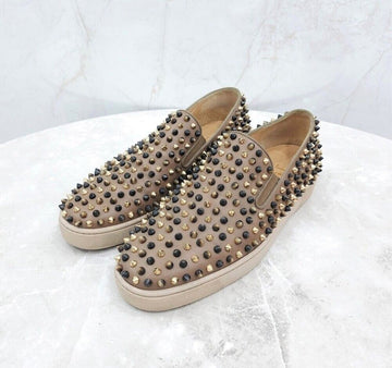 CHRISTIAN LOUBOUTIN Beige Multi Stud Roller Boat Slip-On 146351467