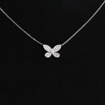 Graff Butterfly Mini Pendant Necklace in 18K White Gold with Pave Diamonds aa61417 153689713