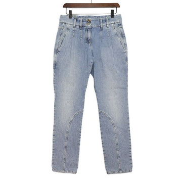 Brunello Cucinelli Leather Patch Women's Denim Pants Jeans aa61359 153689735