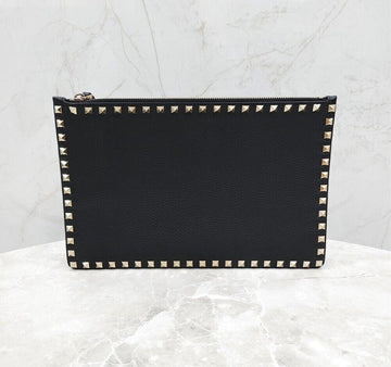 Valentino Black Rockstud Leather Clutch Bag 146351755