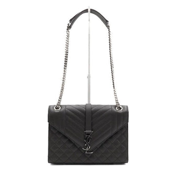 Saint Laurent Gray Matelassé Envelope Medium Shoulder Bag with Chain 428134 153784789