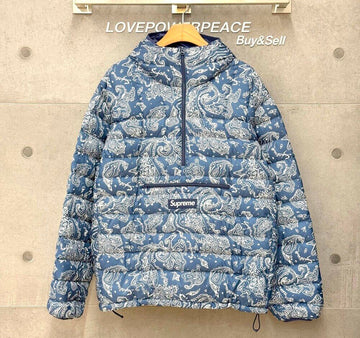 SUPREME マイクロダウン ハーフジップ プルオーバー パディング ペイズリー ブルー H111802 153151294