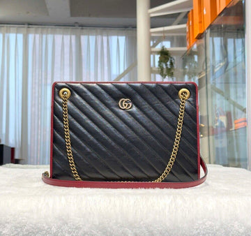 Gucci Diagonal 2.0 Chain Shoulder Bag Black/Red 524592 153575965