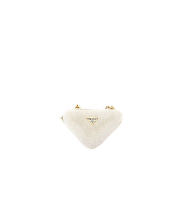 PRADA Weiße Shearling Dreieckstasche 49380 153855005