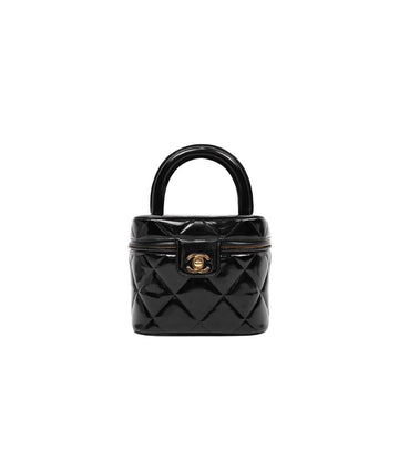 CHANEL Schwarze Lacke Quilt Vanity Tote Bag 48151 153855113
