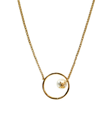 LOUIS VUITTON Eclipse Circle Perlgold Halskette 49769 153855447
