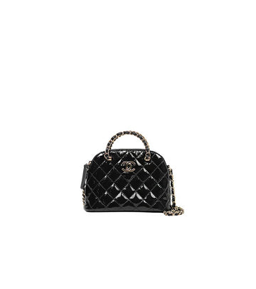 CHANEL Mini Schwarze Lack Halbmond Ketten Schultertasche 51738 153856707