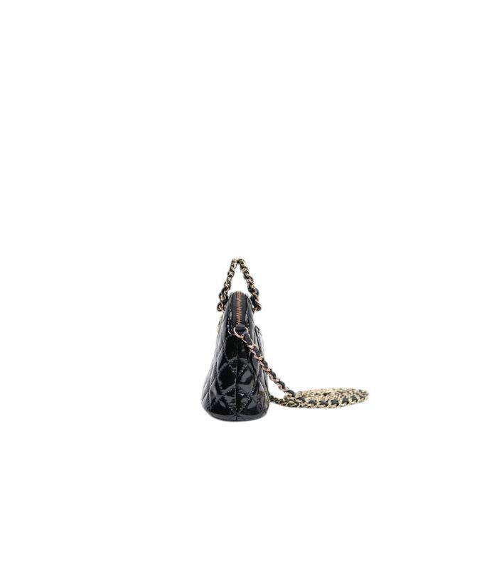 CHANEL ショルダーバッグ CHANEL Mini Black Patent Half Moon Chain Shoulder Bag 51738
