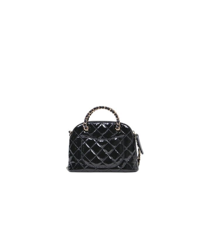 CHANEL ショルダーバッグ CHANEL Mini Black Patent Half Moon Chain Shoulder Bag 51738