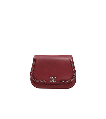 CHANEL Burgundy Leather Chain Flap Shoulder Bag 50620 153856777
