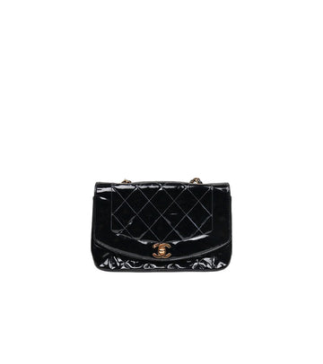 CHANEL Schwarze Lackleder Diana Schultertasche 44806 153856779